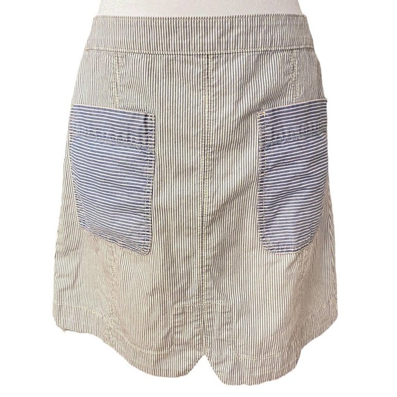 Pilcro and the Letterpress Womens Railroad Stripe Denim Mini Skirt Blue/White 10 - Picture 2 of 10